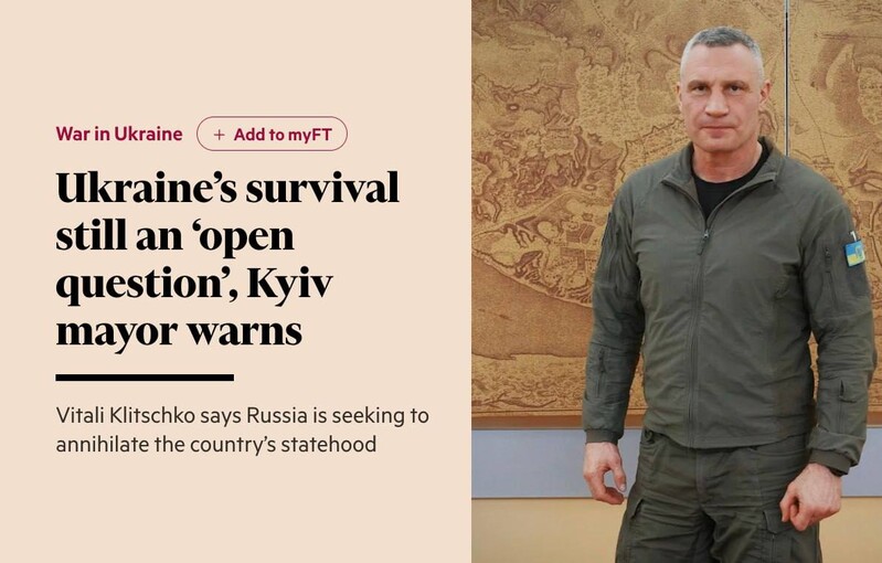 Кличко попередив зарубіжну пресу, що Київ опинився на межі гуманітарної катастрофи через удари РФ