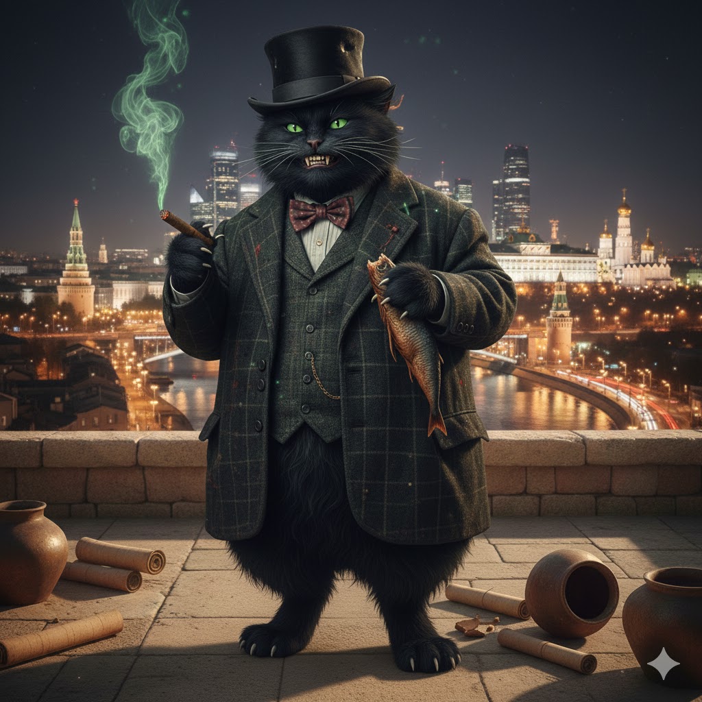 Джонні - Кіт - Бегемот. Фото згенеровано ШІ.
