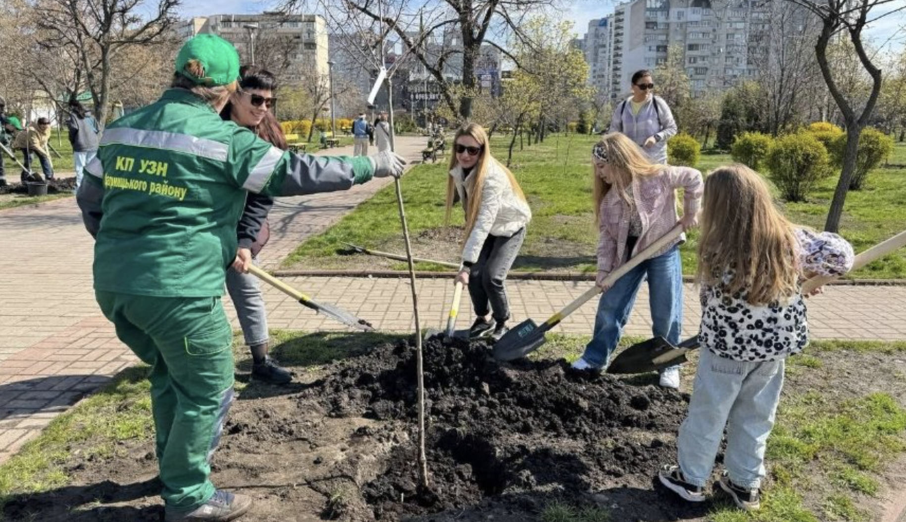 20 новых сакур сажали вместе с волонтерами